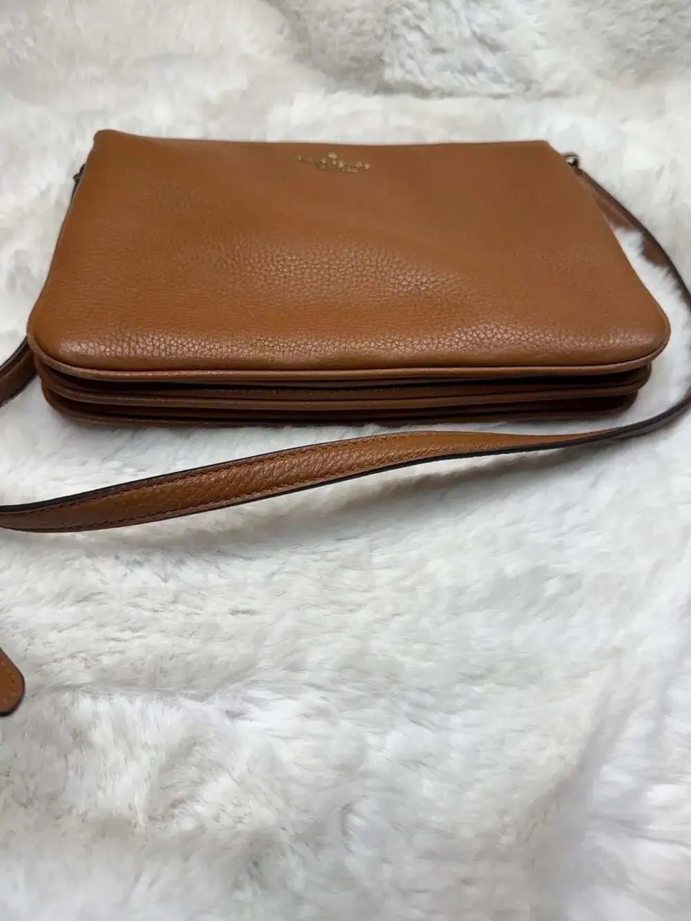 Kate Spade Triple Gusset Crossbody Bag in Warm Ginger Brown Leather